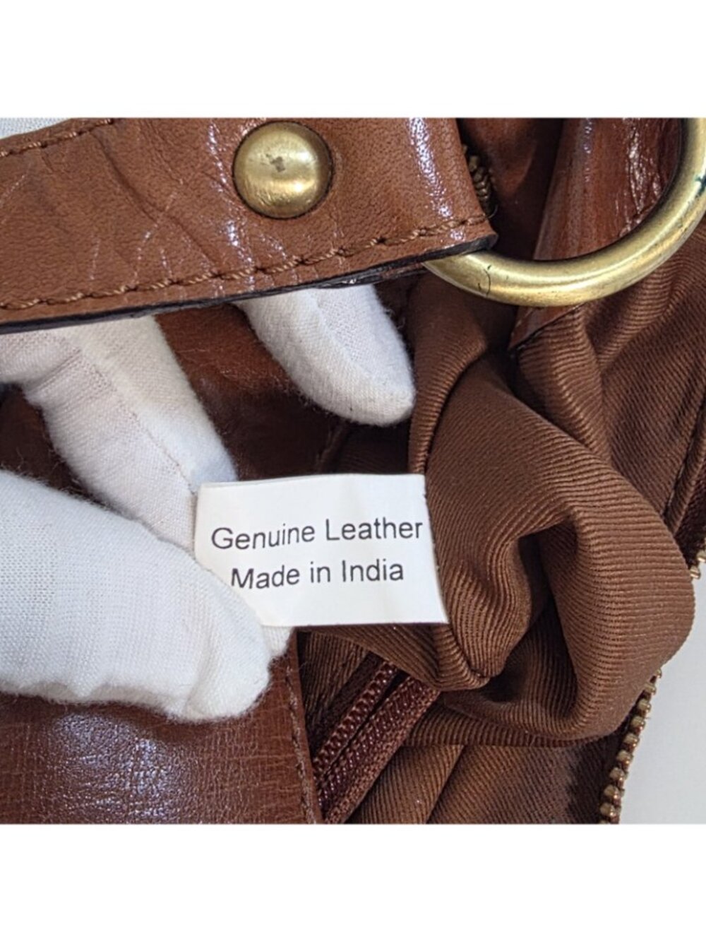 Browns Genuine Leather Hobo Shoulder Bag Cognac Brown Y2K Western Boho Pockets - Picture 13 of 16